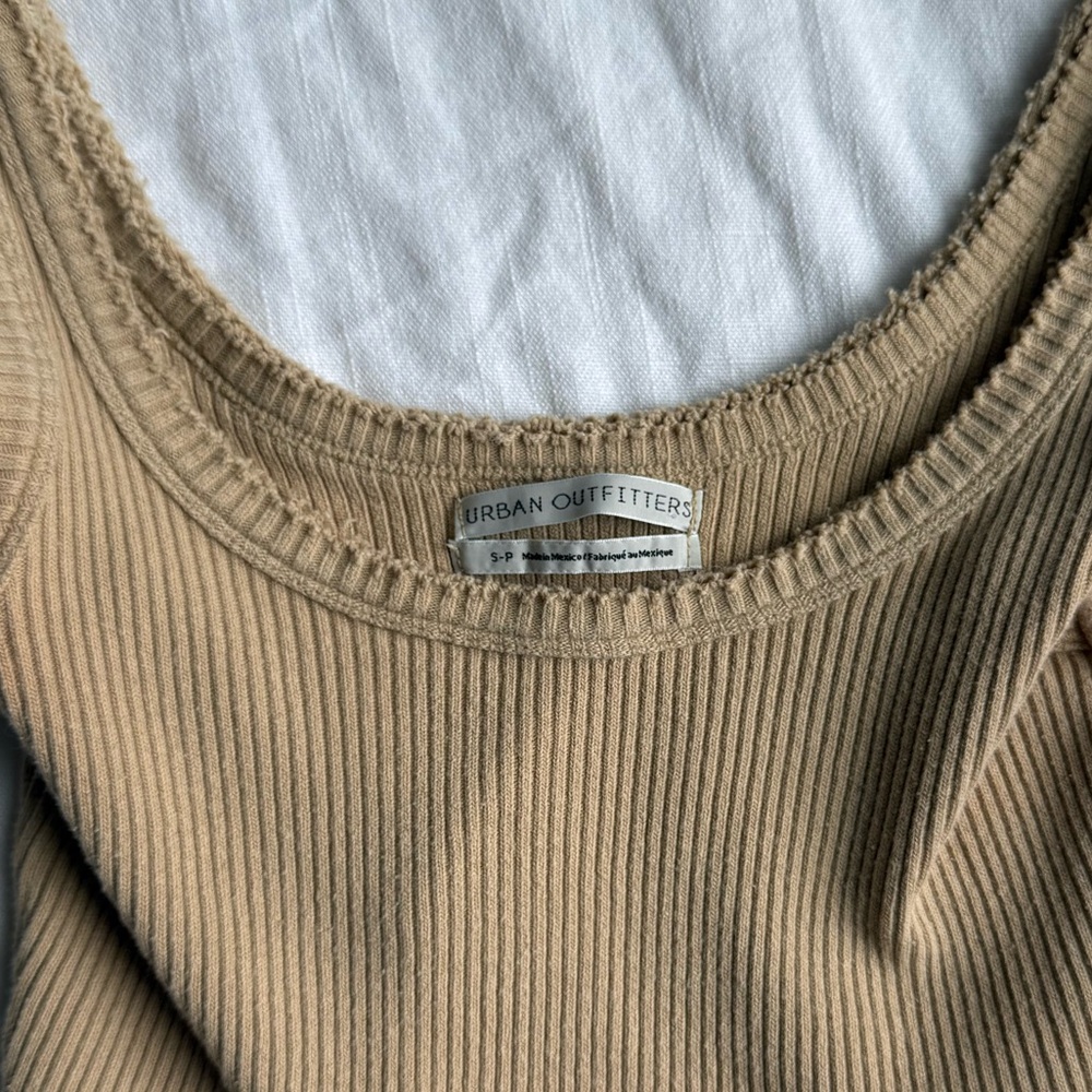 Urban Outfitters Ribbed Scoop Tank Top in Light Beige - Picture 3 of 3